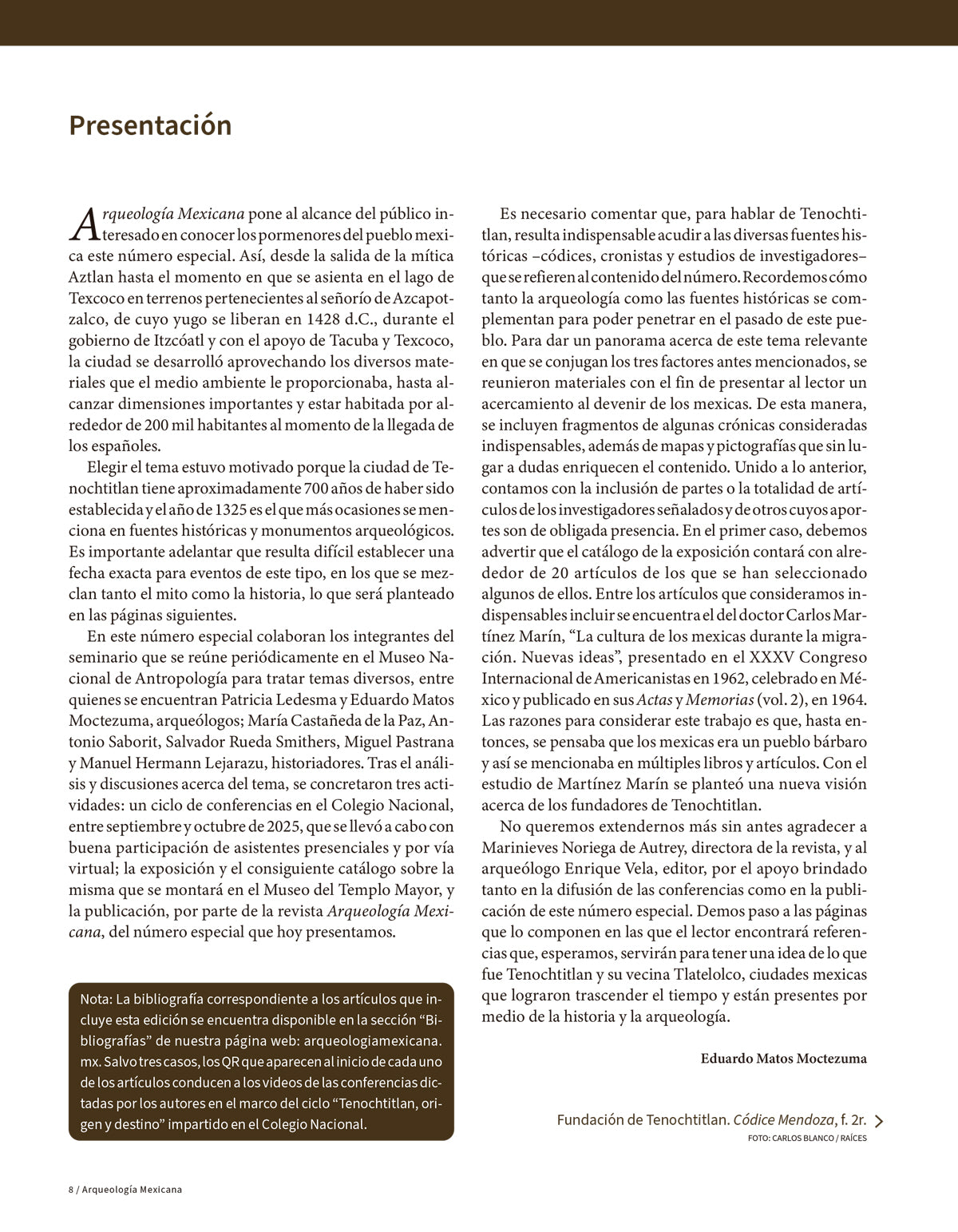 AME 124 Tenochtitlan. Origen y destino