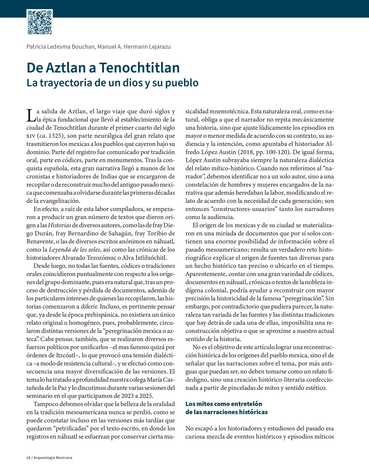 AME 124 Tenochtitlan. Origen y destino