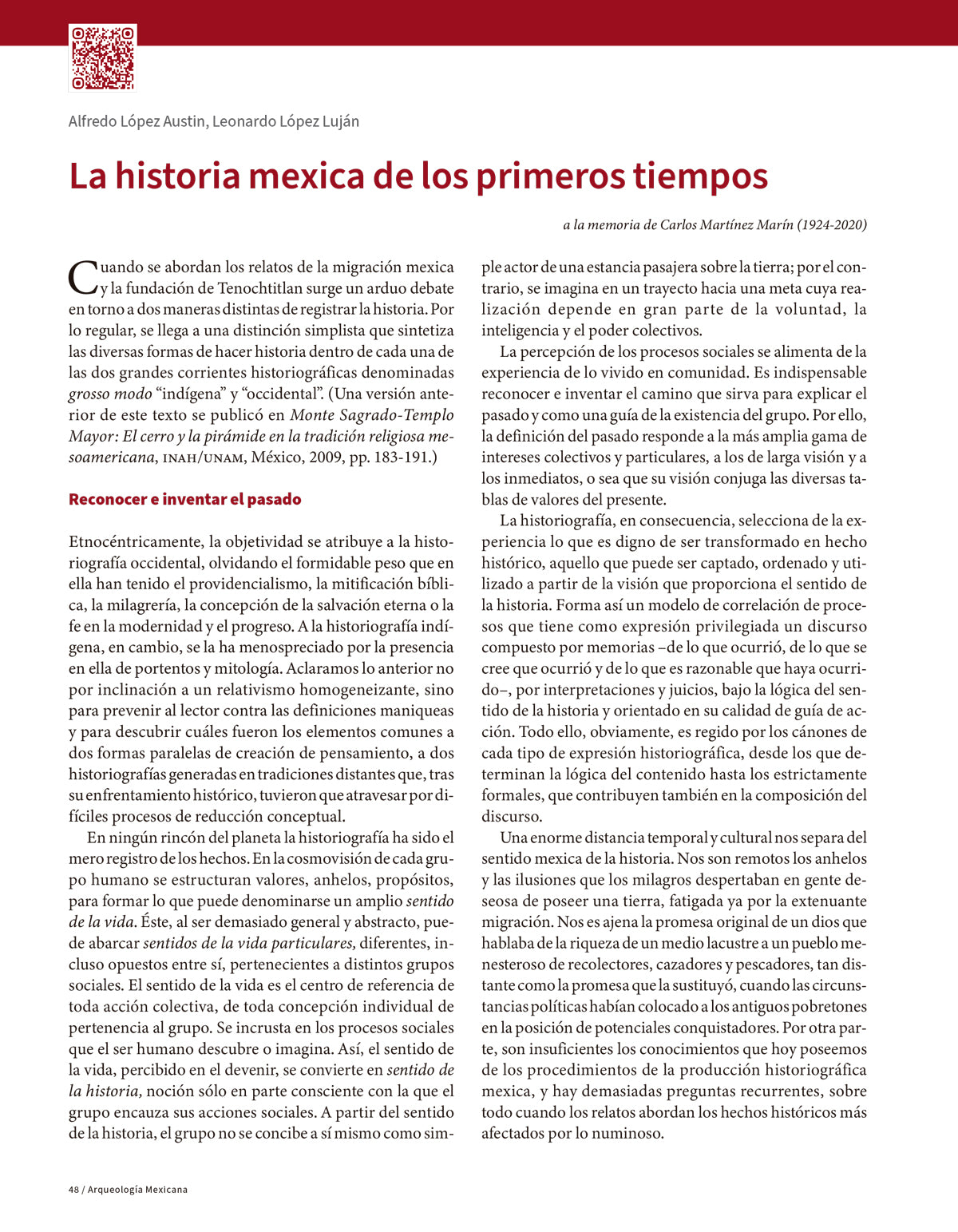 AME 124 Tenochtitlan. Origen y destino