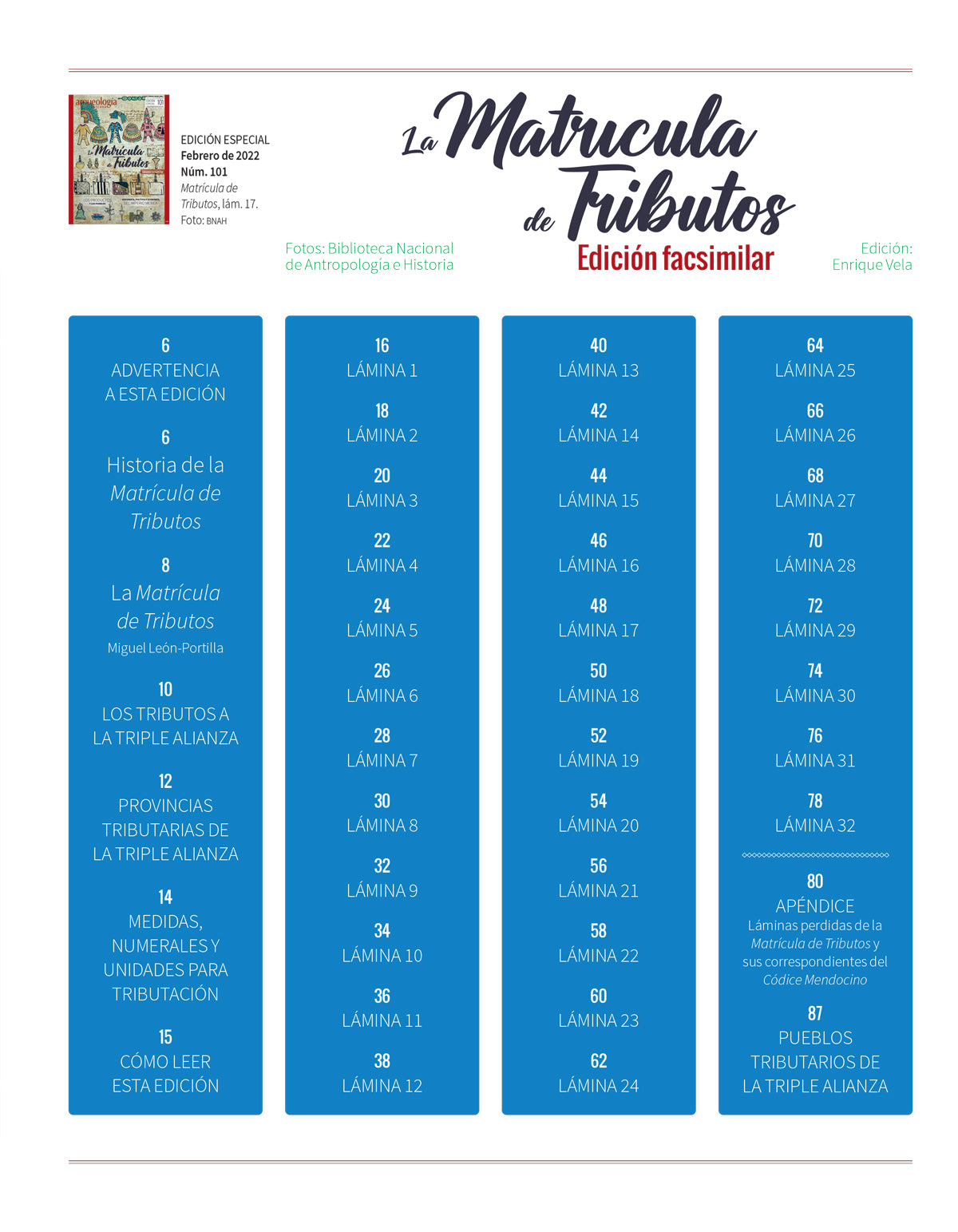 AME 101 La matrícula de tributos. Edición facsimilar