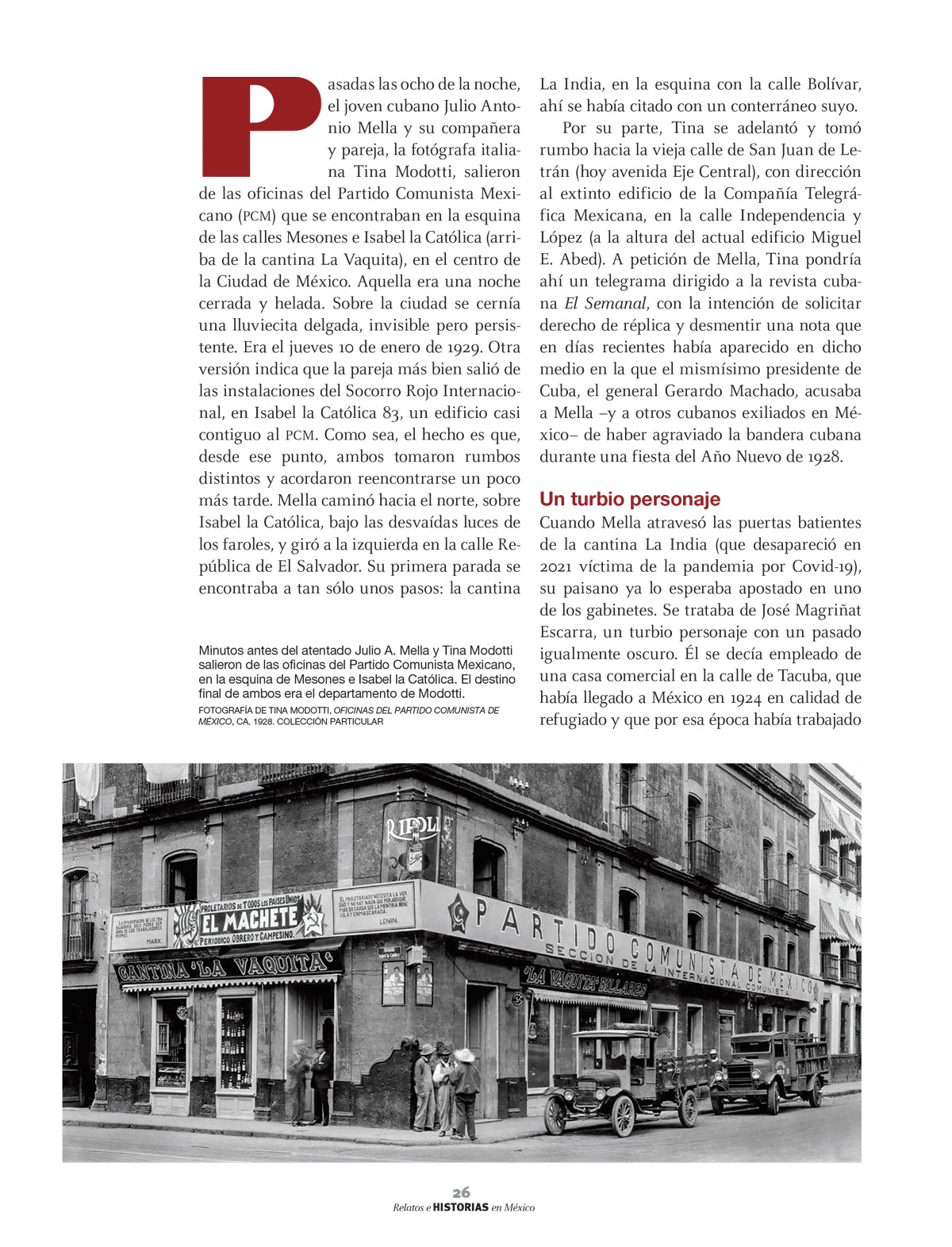 El crimen de la calle Abraham González. Asesinato del comunista Julio Antonio Mella